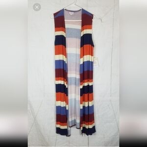Lularoe striped Joy long open front long cardigan vest